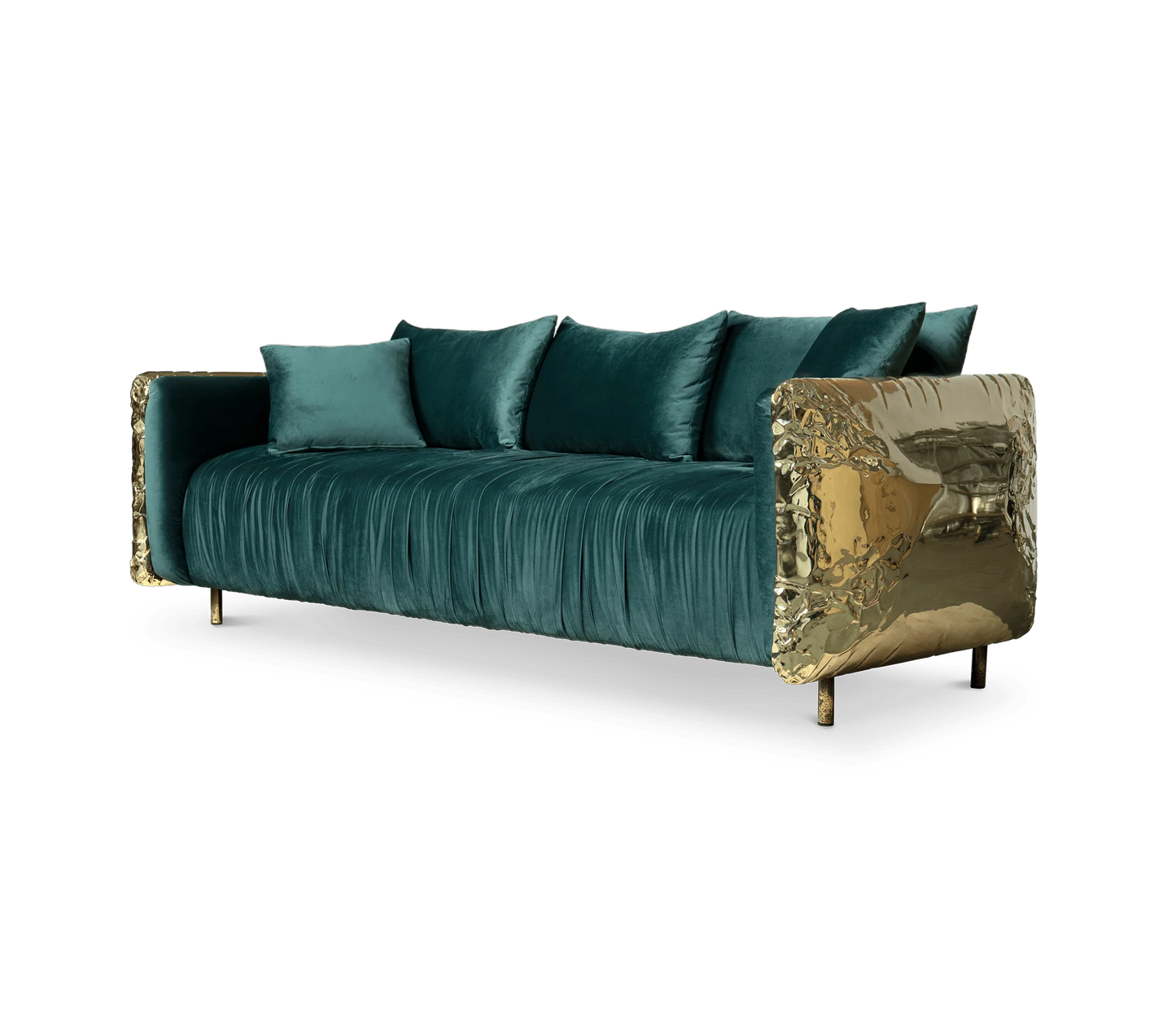 Italian Luxury Couches Living Room Sofa Furniture Set Modern Luxury Home Decoration Brass Frame Nubuck Fabric Sofa Arado