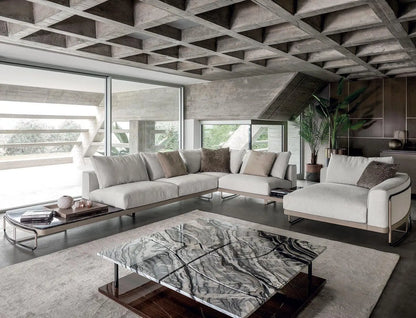 Modern L Shaped Corner Fabric Sofa Furniture Set Luxury Living Room Sectional Sofa With Side Table Arado