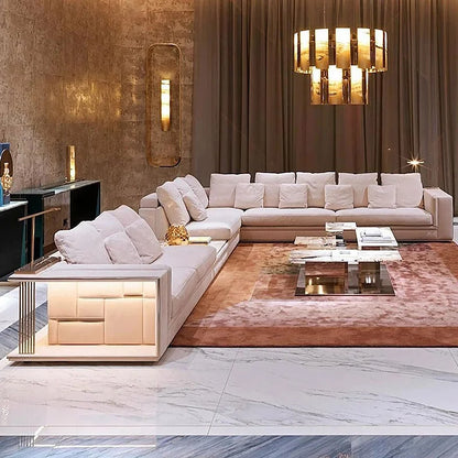 High End Product Custom Modern l Shape Sofa Furniture Living Room Luxury Leather Sectional Sofa Sets Arado