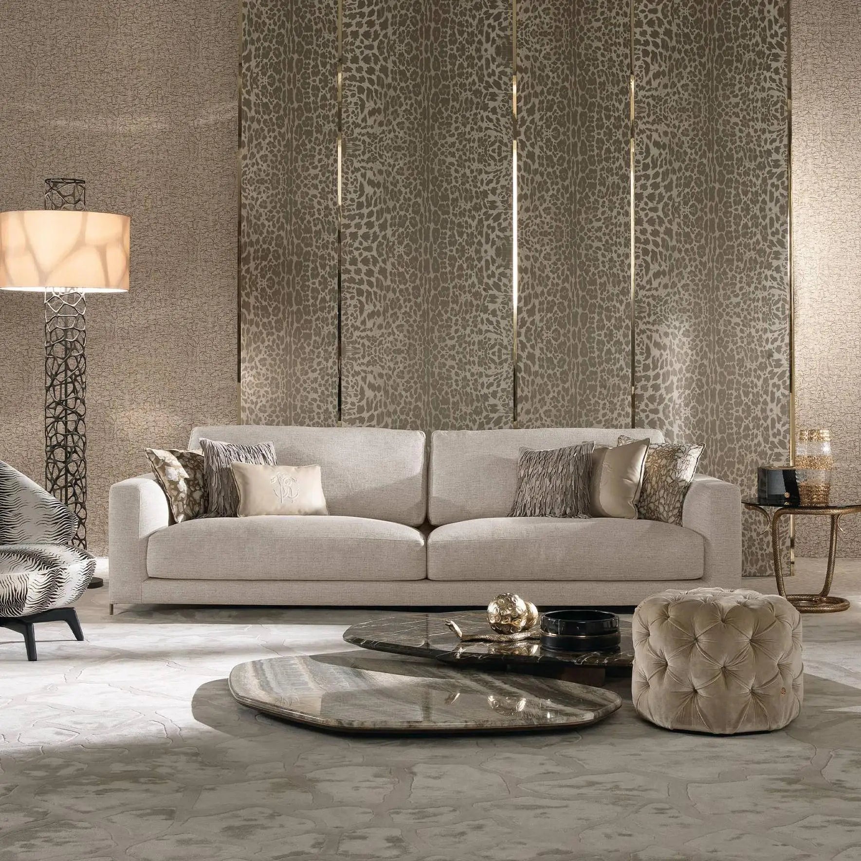 Modern Luxury Sitting Room Furniture Fabric Sectional Sofa Set Villa Furniture Couch Living Room Sofa With Stainless Steel Frame Arado