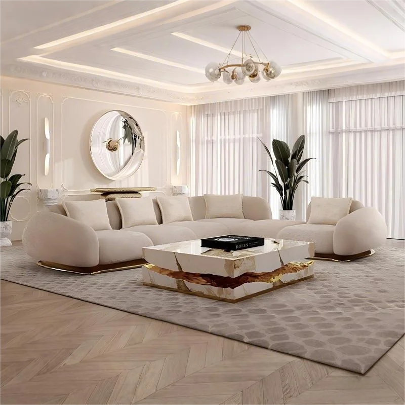 Luxury Living Room Furniture Set Modern Luxury Fabric Sectional Living Room Sofa Set Furniture Living Room L Shape Corner Sofa Arado