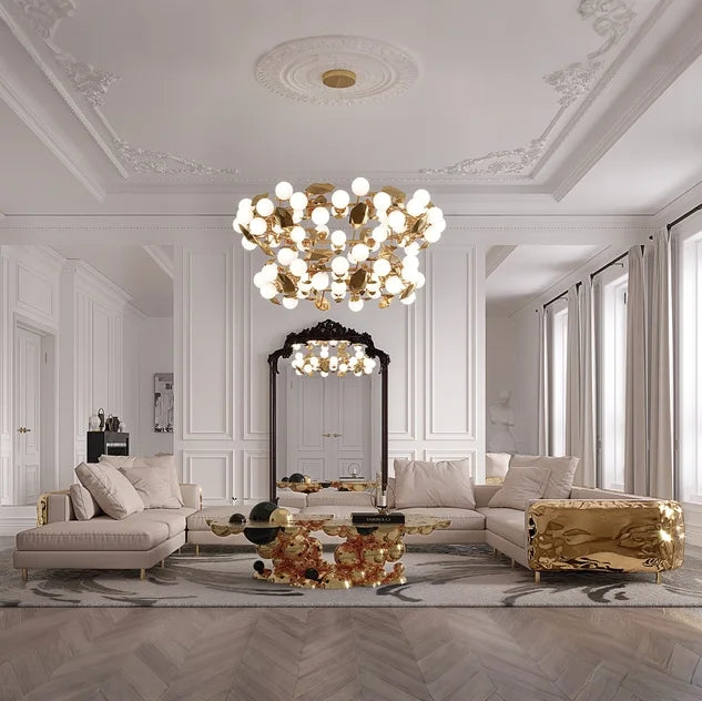 Luxury Home Furniture Set Italian Designer Luxury Living Room Sofa Set Furniture Living Room Luxury Nubuck Fabric Brass Sofa Arado