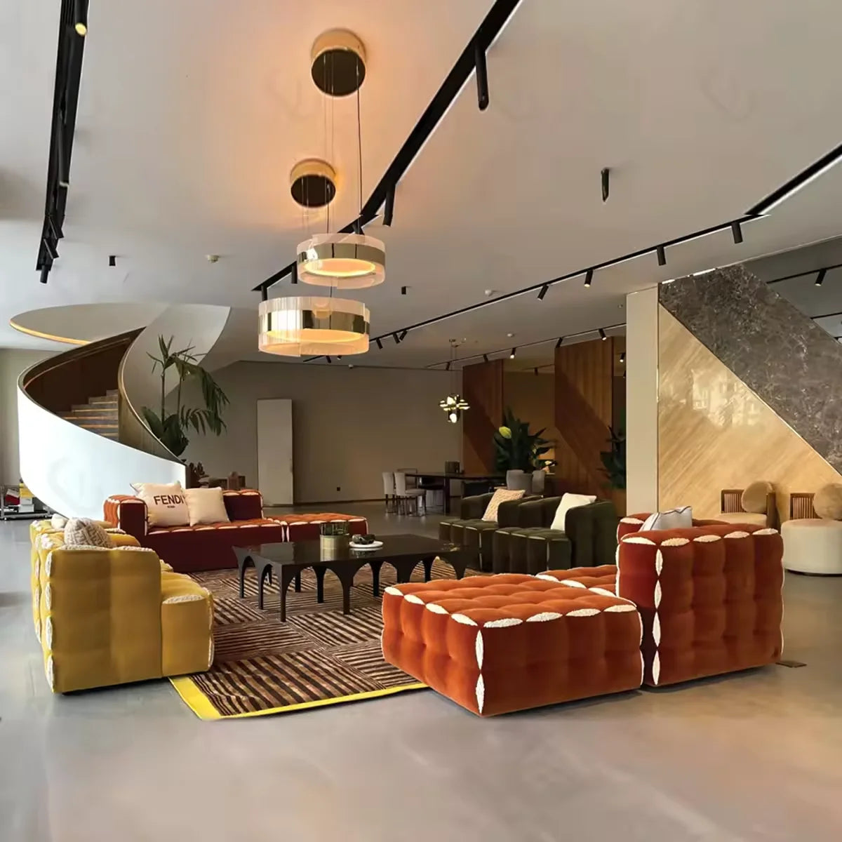 Italian Light Luxury Modular Sectional Sofa Set Furniture Living Room Combination Velvet Fabric Sofa Arado
