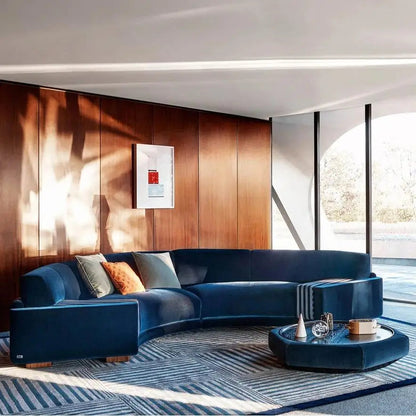 Modern Curved Sectional Sofa Living Room Furniture Velvet Fabric Couch Living Room Sofa Set for Villa Arado