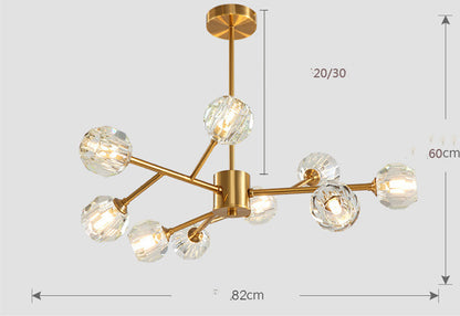 Nordic Chandelier Modern Simple Crystal All Copper Light Luxury Lamps CJ
