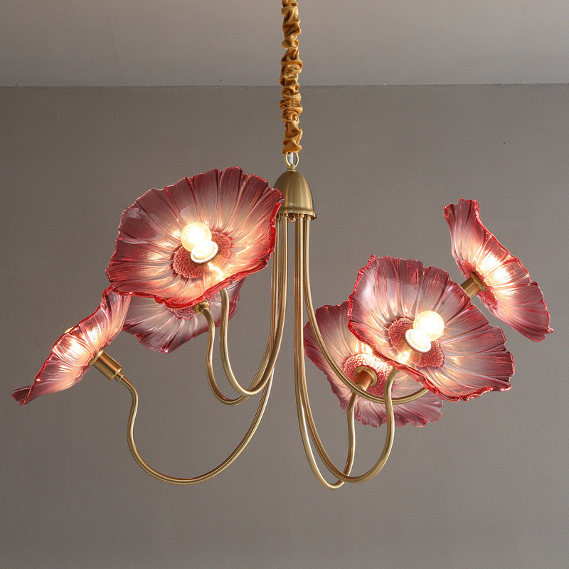 Modern Simple Home Glass Lotus Leaf Chandelier CJ