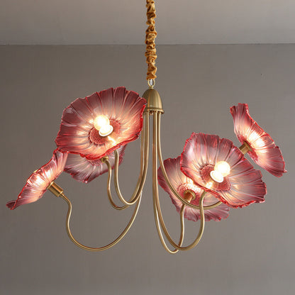 Modern Simple Home Glass Lotus Leaf Chandelier CJ