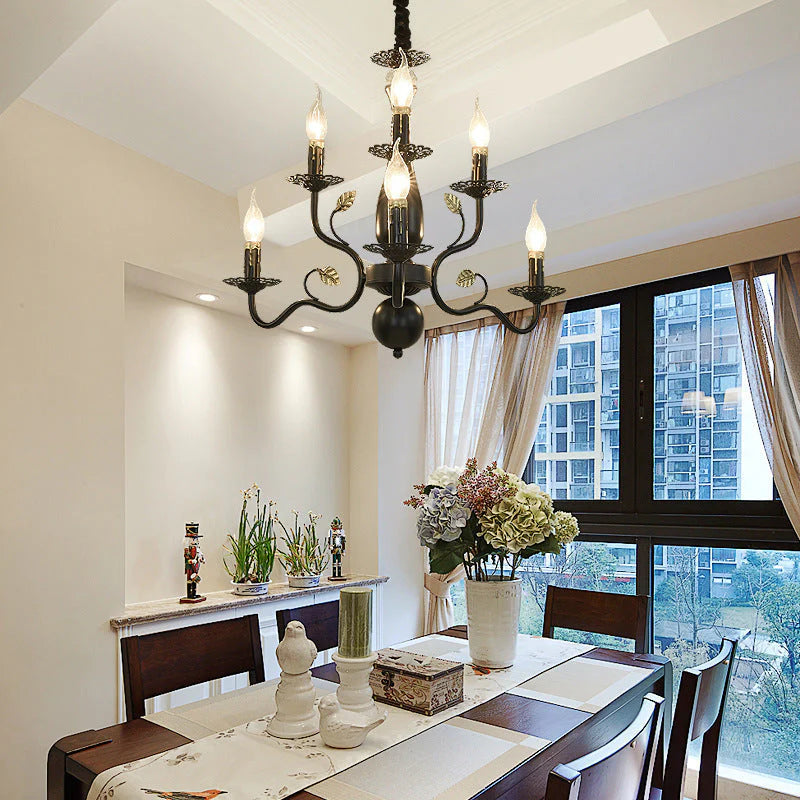 Living Room Bedroom Aisle Wrought Iron Candle Crystal Chandelier CJ