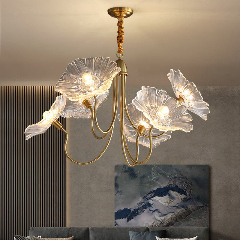 Modern Simple Home Glass Lotus Leaf Chandelier CJ