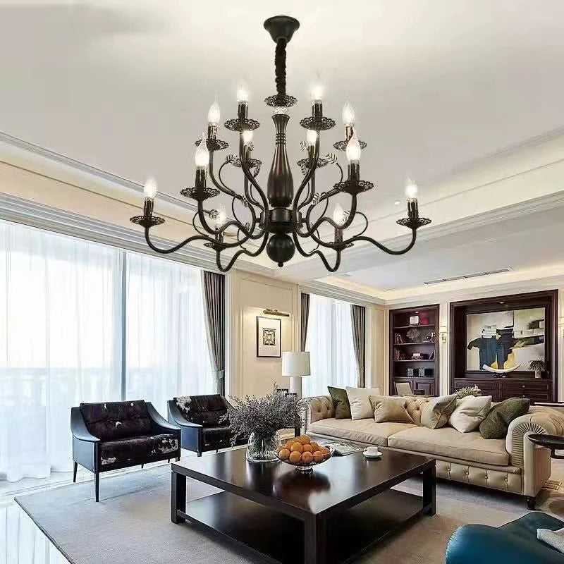Living Room Bedroom Aisle Wrought Iron Candle Crystal Chandelier CJ