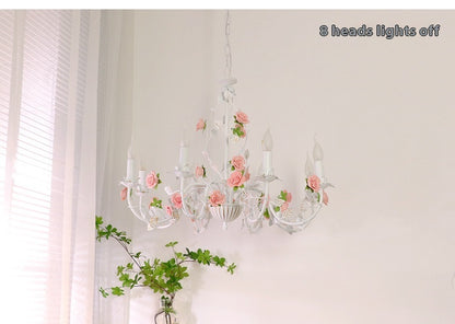 Pastoral Bedroom Chandelier French Living Room Wrought Iron Flowers And Plants Retro Princess Style CJ