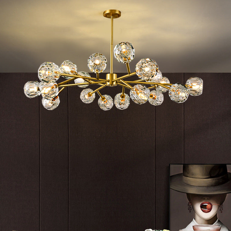 Nordic Chandelier Modern Simple Crystal All Copper Light Luxury Lamps CJ