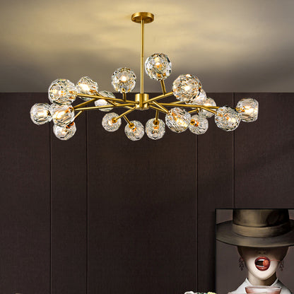 Nordic Chandelier Modern Simple Crystal All Copper Light Luxury Lamps CJ