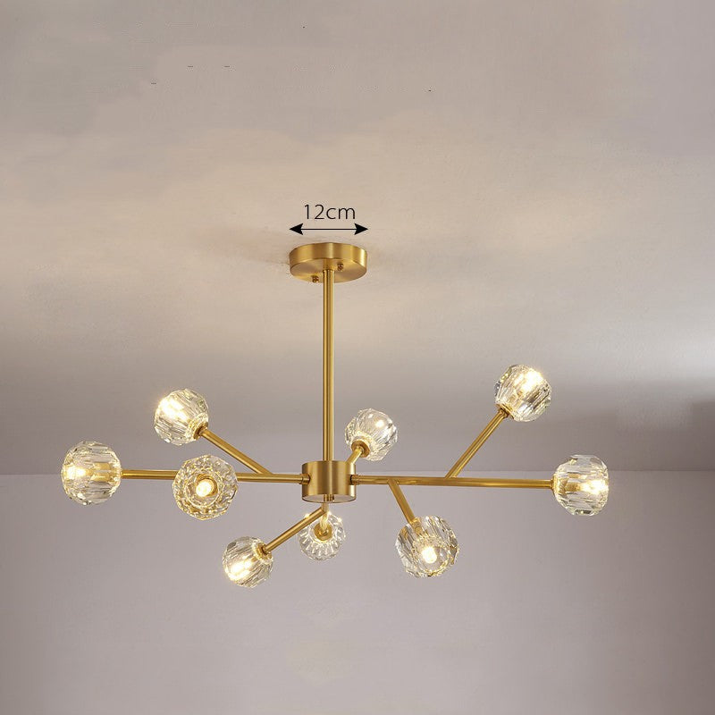 Nordic Chandelier Modern Simple Crystal All Copper Light Luxury Lamps CJ