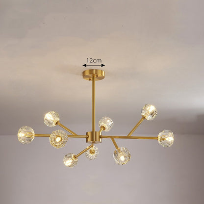Nordic Chandelier Modern Simple Crystal All Copper Light Luxury Lamps CJ