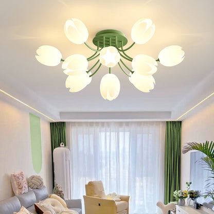 Magnolia French Cream Style Living Room Chandelier Warm Romantic Flower Room Lighting Package CJ