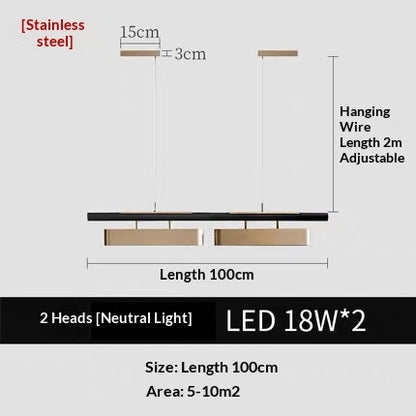 Rectangular Modern Metal Minimalist Pendant Light CJ