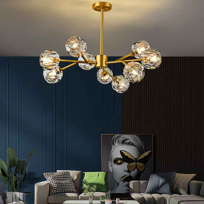 Nordic Chandelier Modern Simple Crystal All Copper Light Luxury Lamps CJ