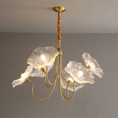Modern Simple Home Glass Lotus Leaf Chandelier CJ