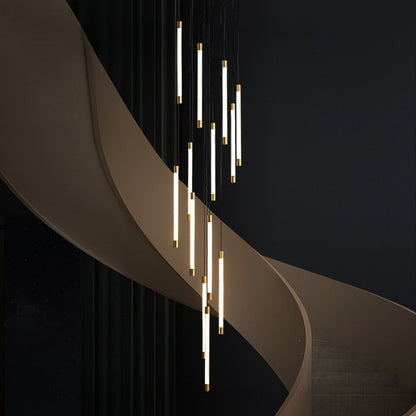 All Copper Duplex Staircase Long Chandelier CJ