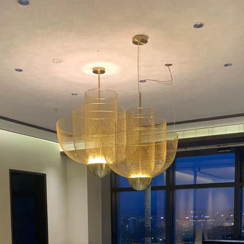 Nordic Iron Mesh Personality Shape Light And Shadow Chandelier CJ