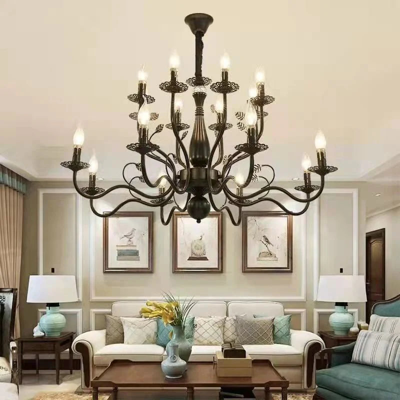 Living Room Bedroom Aisle Wrought Iron Candle Crystal Chandelier CJ